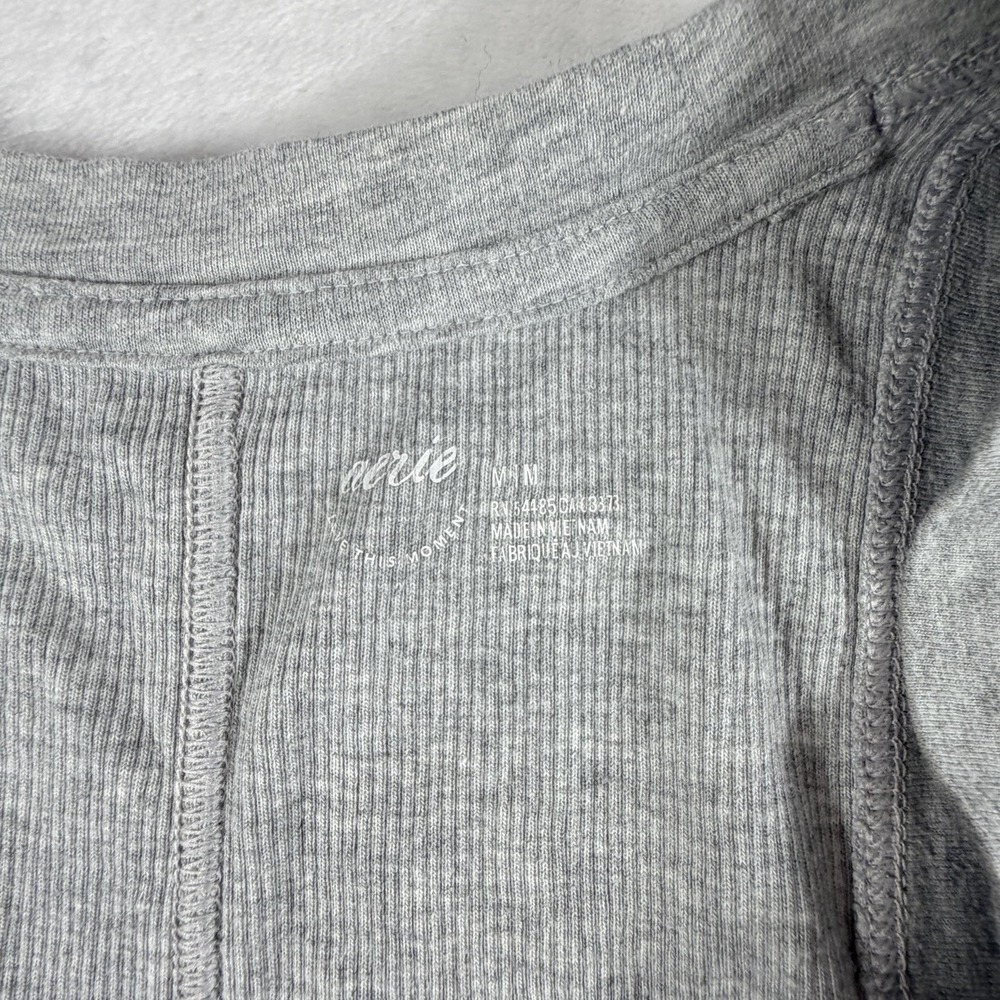 Aerie Tank Top Women's Sz L Gray Scoop Neck Racerback Ribbed - Picture 2 of 7